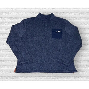 Woolrich Sweater Mens Large Blue 1/4 Snap Pullover Fleece Long‎ Sleeve